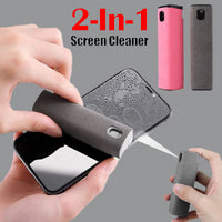 2 In 1 Phone Screen Cleaner Spray with Microfiber Cloth Set Screen Dust Removal Tool! 10ml Portable Rectangle Shape Bottle